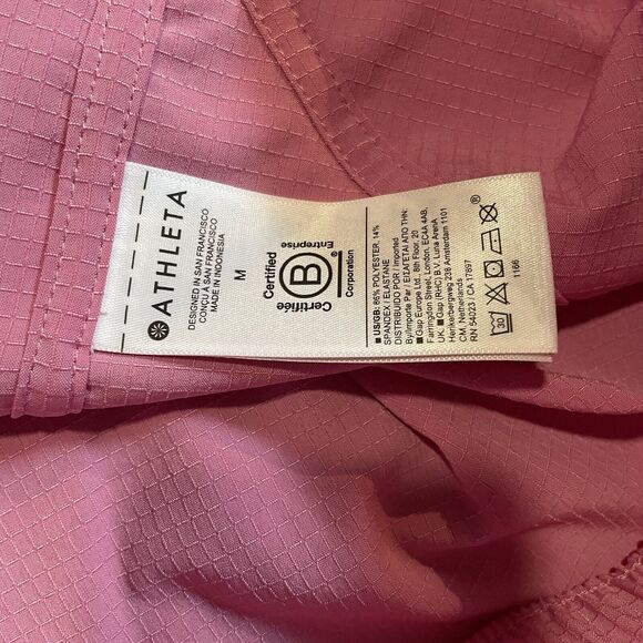Athleta‎ Boundless Popover Jacket Maritima Pink Ripstop Kangaroo Pouch Medium - Picture 4 of 7